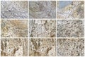 Twelve Natural Limestone Background or textures Royalty Free Stock Photo