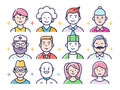 Twelve outlined icons of diverse professions are shown in a colorful layout Royalty Free Stock Photo