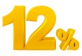 Twelve percent gold 3d rendering on white background