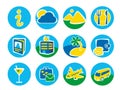 Twelve round icons for a travel Royalty Free Stock Photo