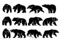 Twelve Separate walking figures of bears.