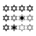Twelve Star of David Icons Black and White Variations Royalty Free Stock Photo