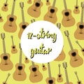 Twelve string acoustic guitars on colored background