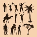 twelve travel silhouettes icons Royalty Free Stock Photo