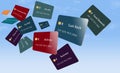 Twelve types of credit cards. All are blue with EMV chip and a tap to pay icon.