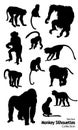 Twelve Vector Monkey silhouettes collection