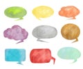 Twelve watercolor style comic bubbles