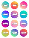 Twelve white cars in circle with modern gradient