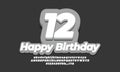 12 twelve year celebration birthday 3d grey design