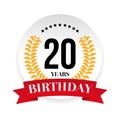 Twentieth birthday badge label Royalty Free Stock Photo