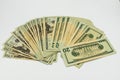 Twenty american dollars bills on a white background Royalty Free Stock Photo