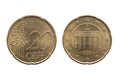 Twenty cent euro coin of Germany Brandenburg Gate in Berlin Royalty Free Stock Photo