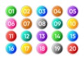 Twenty colorful vector numbers icons on white
