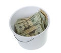 Twenty Dollar Bills in White Cleaning Bucket Royalty Free Stock Photo