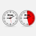 Twenty eight second timer. Stopwatch icon. Royalty Free Stock Photo