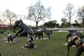 Twenty elephant calf sculptures modeled after real orphaned baby elephants by acclaimed artists Gillie and Marc Royalty Free Stock Photo