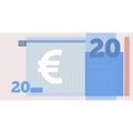 Twenty euro banknote vector icon isolated on white Royalty Free Stock Photo