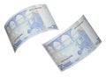 Twenty euro bill collage isolated on white Royalty Free Stock Photo