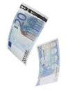 Twenty euro bills collage isolated on white Royalty Free Stock Photo