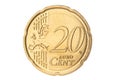 Twenty euro cent closeup Royalty Free Stock Photo