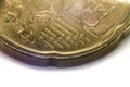 Twenty Euro Cents Coin, Extreme Macro Shot, Focused on the stars Royalty Free Stock Photo