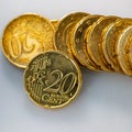 Twenty euro cents coins Royalty Free Stock Photo