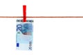 Twenty Euro On Rope Royalty Free Stock Photo