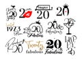 Twenty and fabulous 20th birthday celebration. Cake topper shirt template for cut file set. Cheers to twenty years Royalty Free Stock Photo