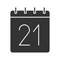 Twenty first day of month glyph icon