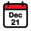 Twenty first December calendar icon Royalty Free Stock Photo