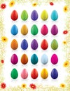 Twenty-five colorful Easter eggs