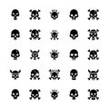 Twenty five death skulls heads set collection icons