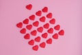 Twenty five hearts in the shape of a square