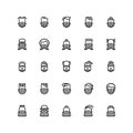 Twenty five icons of male haircuts, beard, mustaches isolated on white background.