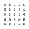 Twenty five icons of male haircuts, beard, mustaches isolated on white background.