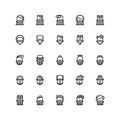 Twenty five icons of male haircuts, beard, mustaches isolated on white background.