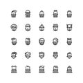 Twenty five icons of male haircuts, beard, mustaches isolated on white background.