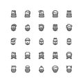 Twenty five icons of male haircuts, beard, mustaches isolated on white background.