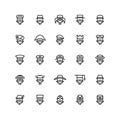 Twenty five  icons of men wearing different kinds of hats isolated on white background Royalty Free Stock Photo