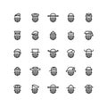 Twenty five  icons of men wearing different kinds of hats isolated on white background Royalty Free Stock Photo