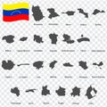 Twenty five Maps Departments of Venezuela- alphabetical order with name. Every single map of Province are listed and isolated wit