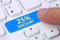 25% twenty-five percent discount button coupon voucher sale online shopping internet shop Royalty Free Stock Photo