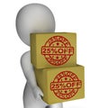 Twenty Five Percent Off Boxes 25 Markdown Royalty Free Stock Photo