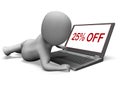 Twenty Five Percent Off Monitor Means 25% Deduction Or Sale Online Royalty Free Stock Photo