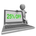 Twenty Five Percent Off Monitor Means Deduction Or Sale Online Royalty Free Stock Photo