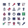 Twenty five soccer football sport set collection icons