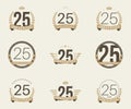 Twenty five years anniversary celebration logotype. 25th anniversary logo collection. Royalty Free Stock Photo