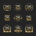 Twenty five years anniversary celebration logotype. 25th anniversary logo collection. Royalty Free Stock Photo