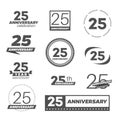 Twenty five years anniversary celebration logotype. 25th anniversary logo collection. Royalty Free Stock Photo