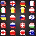 Twenty flags set languages speech bubble flag Royalty Free Stock Photo